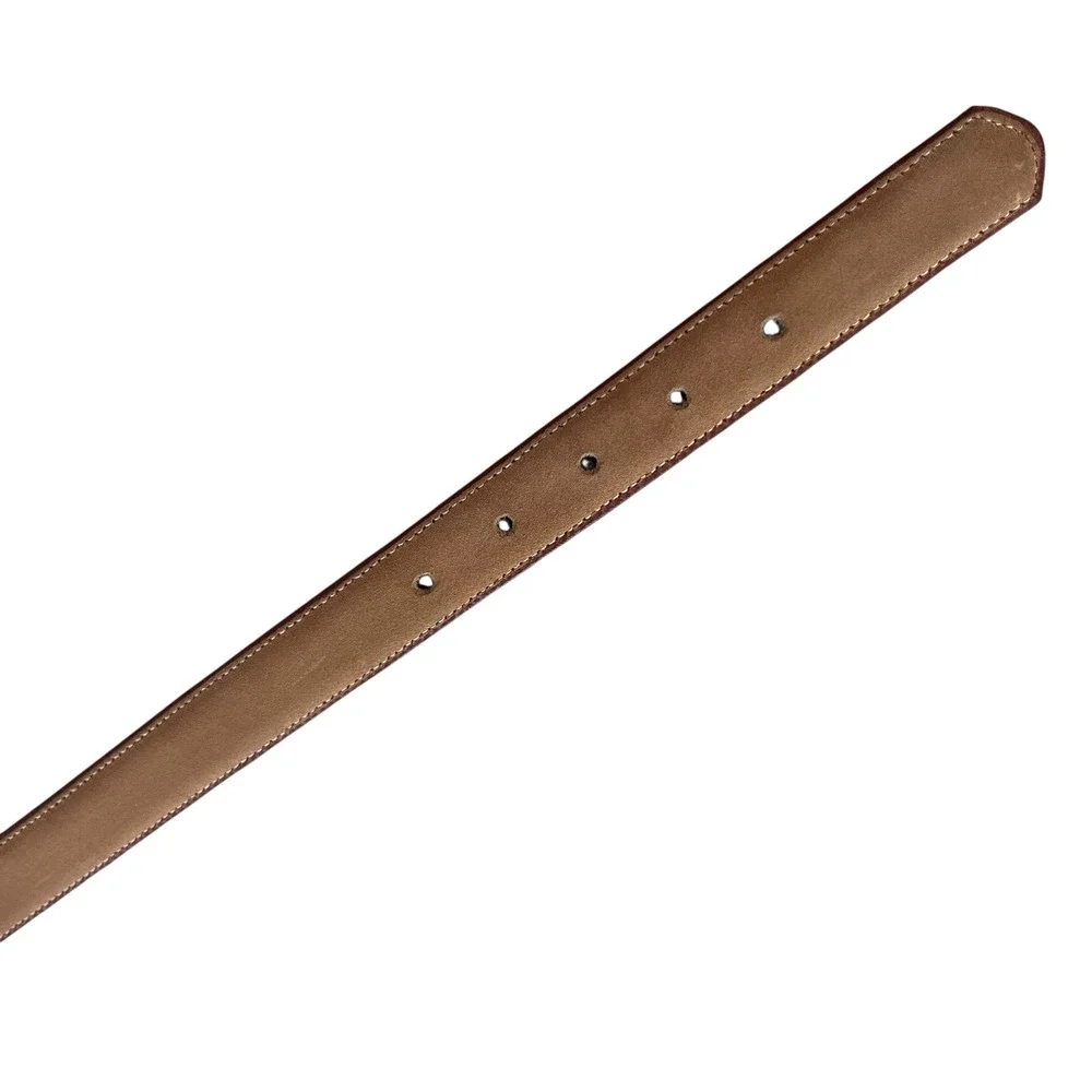 Morris Moskowitz Womens M Light Brown Leather Gold Buckle Thin Belt Boho Western